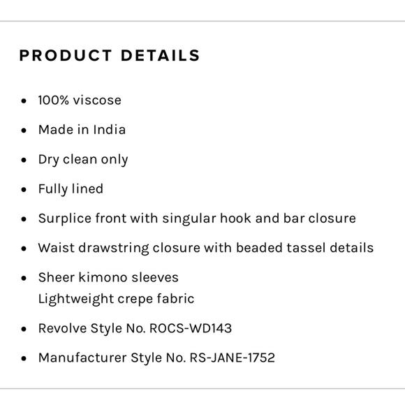 NWT Rococo Sand Ivory Floral Jane Wrap Mini Dress Wrap Beaded Tassel Tie Waist S - Picture 15 of 15